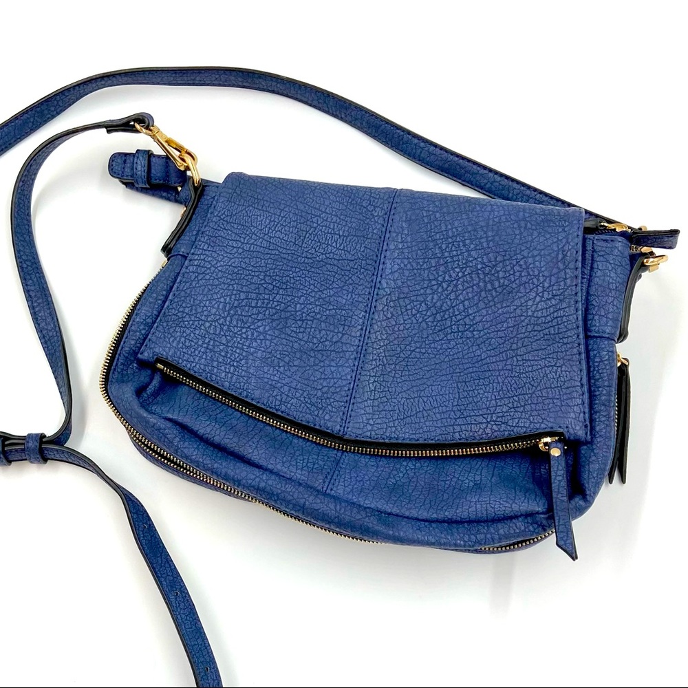 Nordstrom Urban Expressions Royal Blue Leather Satchel Crossbody Bag Purse EUC